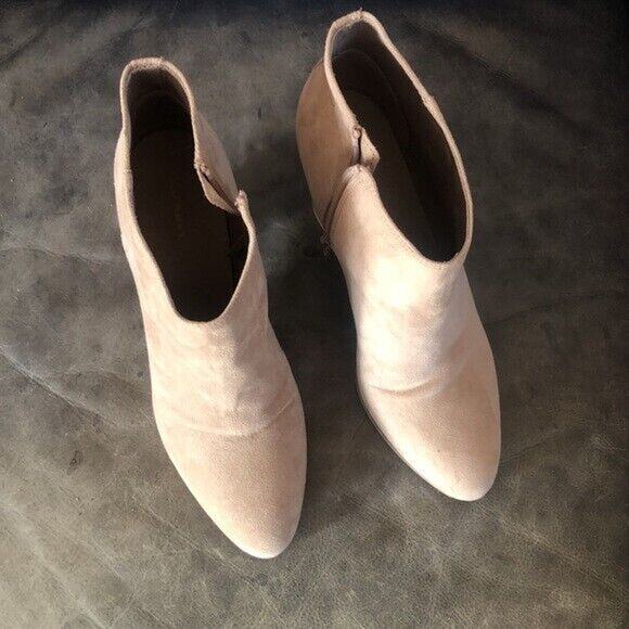 Old Navy Size 9 tan side zip Ankle Boots Booties Women’s stacked 3 inch heel - Picture 3 of 4